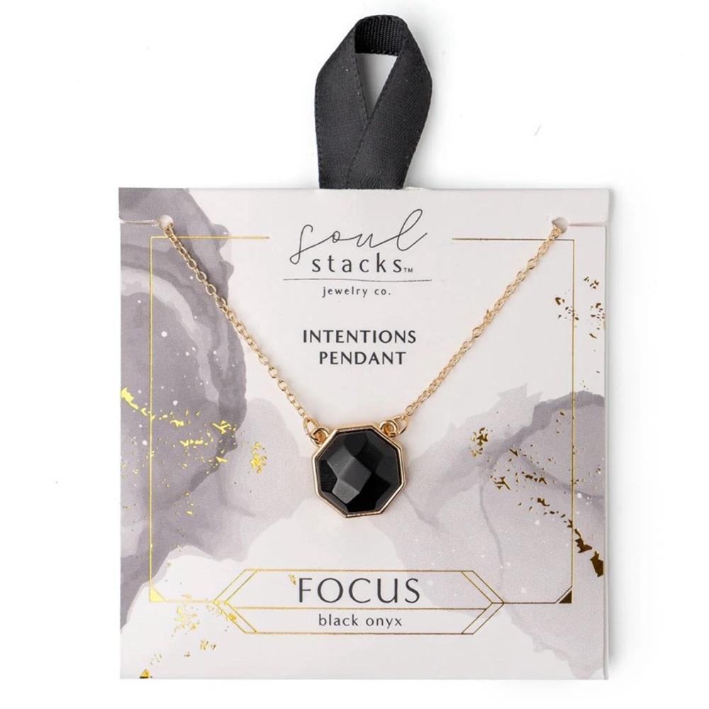BRAND NEW - Soul Stacks Intentions Pendant in Gold and Black Onyx.